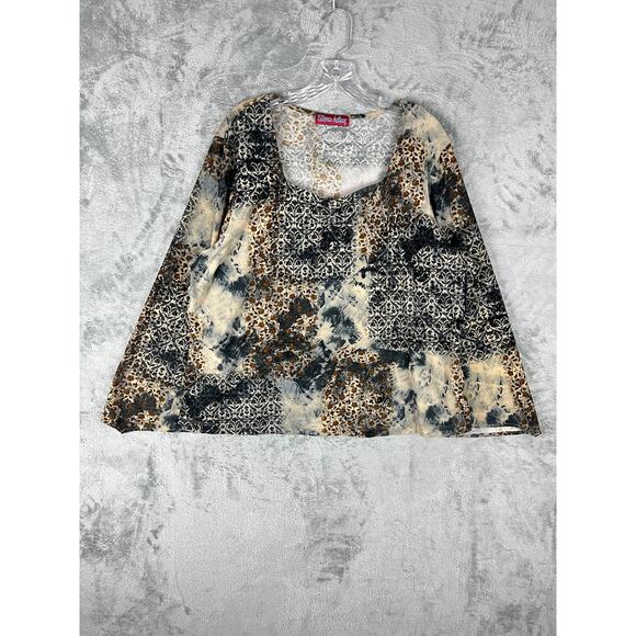 Vintage 90s Y2K Sharon Anthony Moody Floral Top 2X Stretchy Plus Size Fairy - Picture 9 of 15